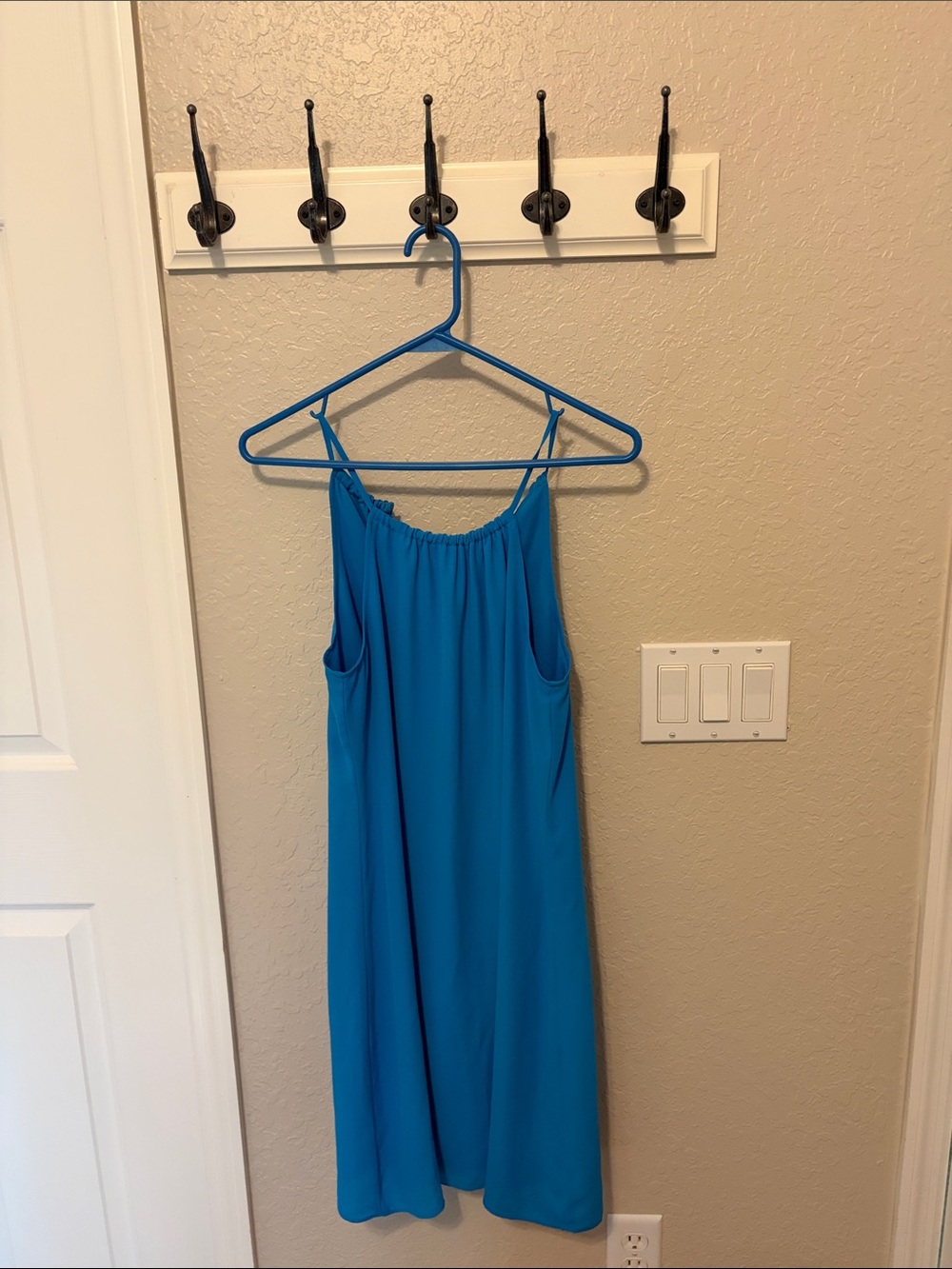Versona Teal-Blue Midi Spaghetti Strap Dress